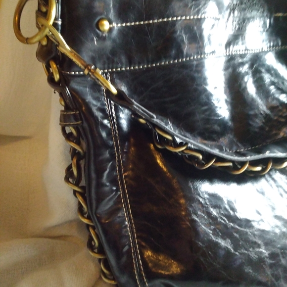 REHAB COACH LARGE SHOULDER BAG HOBO BLACK AND BRASS HARDWARE - Picture 13 of 16